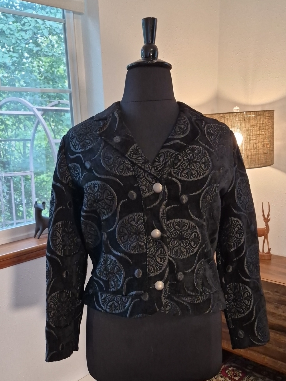CHICOS Y2K Tapestry Jacket 2 Black FLAWED